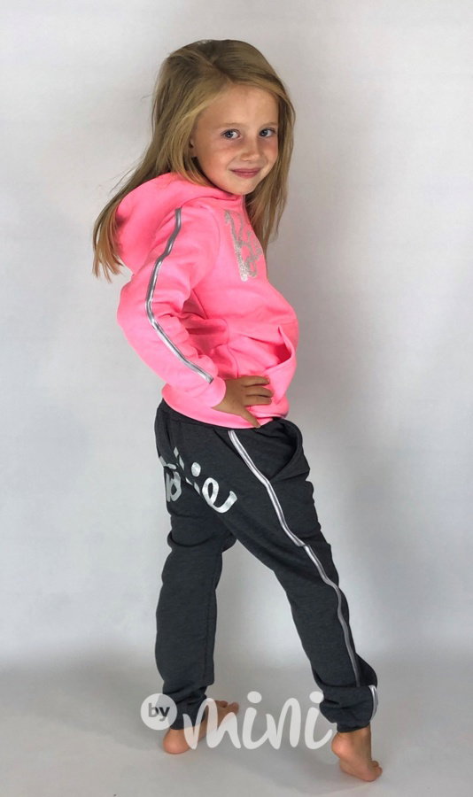Barbie vyteplená souprava - neon pink