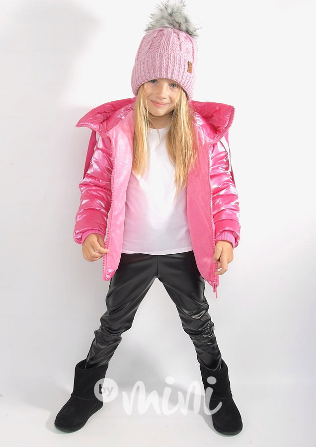 Metallic pink zimní dívčí bunda