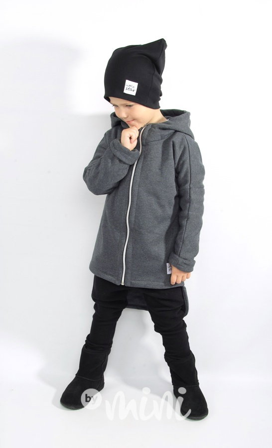 Extra dlouhý designový kabát dark grey