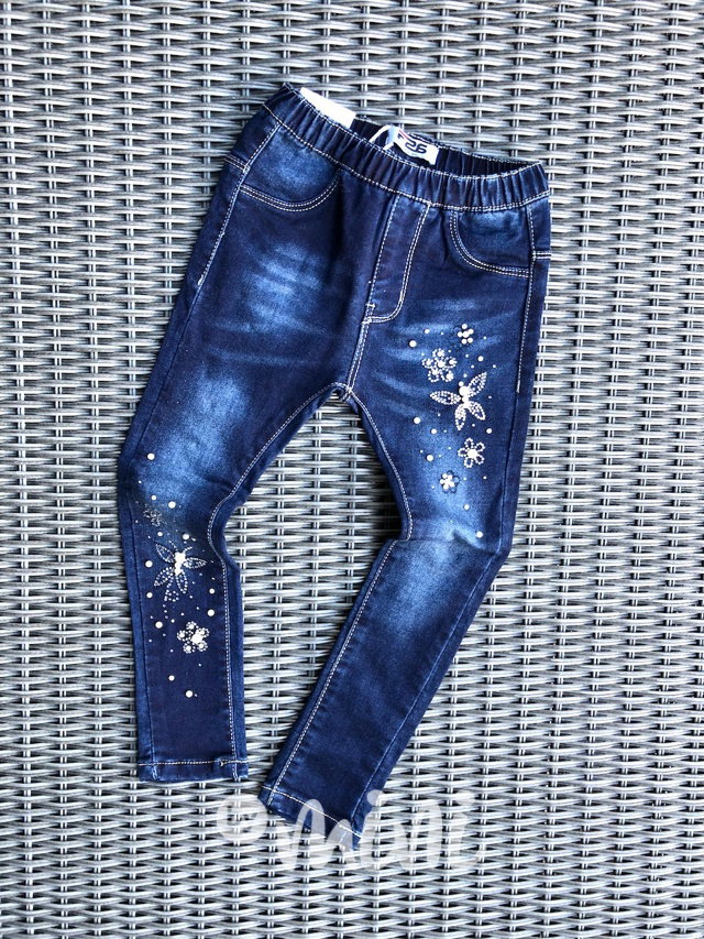 Stretch blue jeans crystals