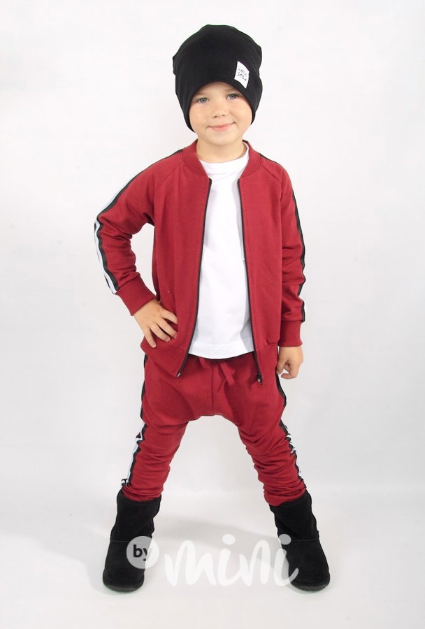 Super synek lampas set bordo - mikina + baggy