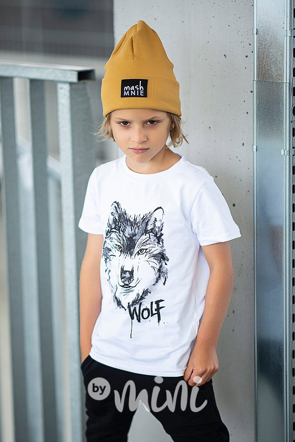 *Premium* Wolf chlapecké triko white