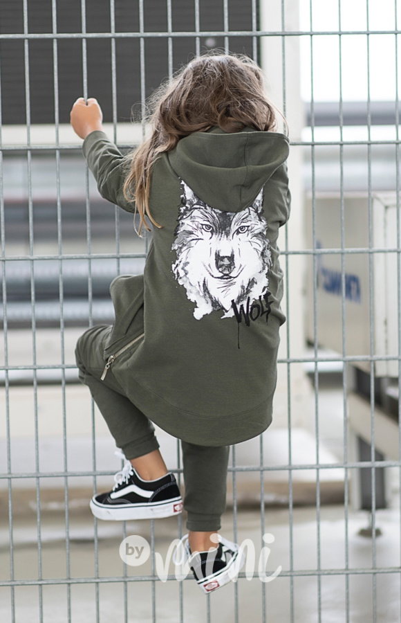 *Premium* Wolf mikina se zipy khaki