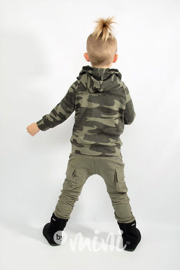 Zateplené khaki baggy kapsáče zip