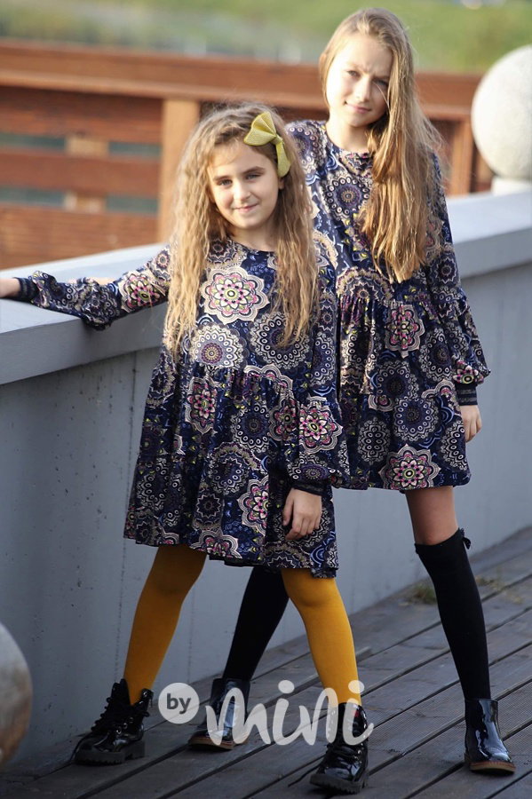 Podzimní boho mandala šaty - modré