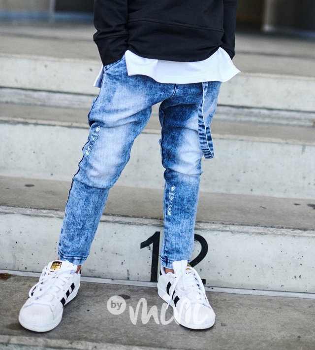 *Premium* jeans blue s dlouhým laclem