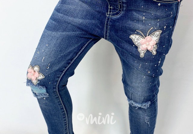 Stretch  dark jeans jegginy butterfly
