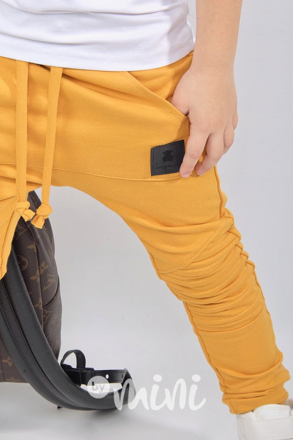 Biker slim baggy s prošitím - mustard