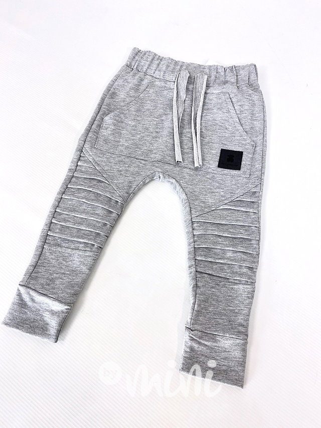 Biker slim baggy s prošitím - šedé