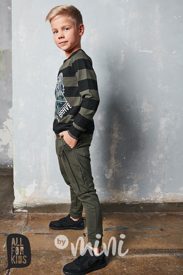 Chlapecké tepláky se zipem khaki