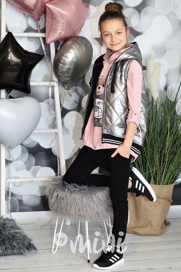 Pink bear hoodie mikina