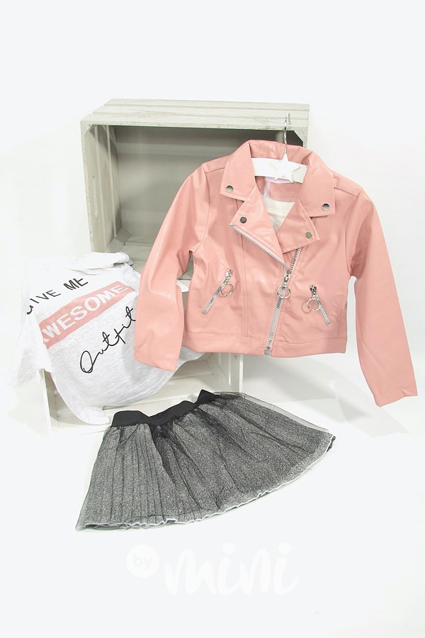 Jarní trojkomplet leather - pink