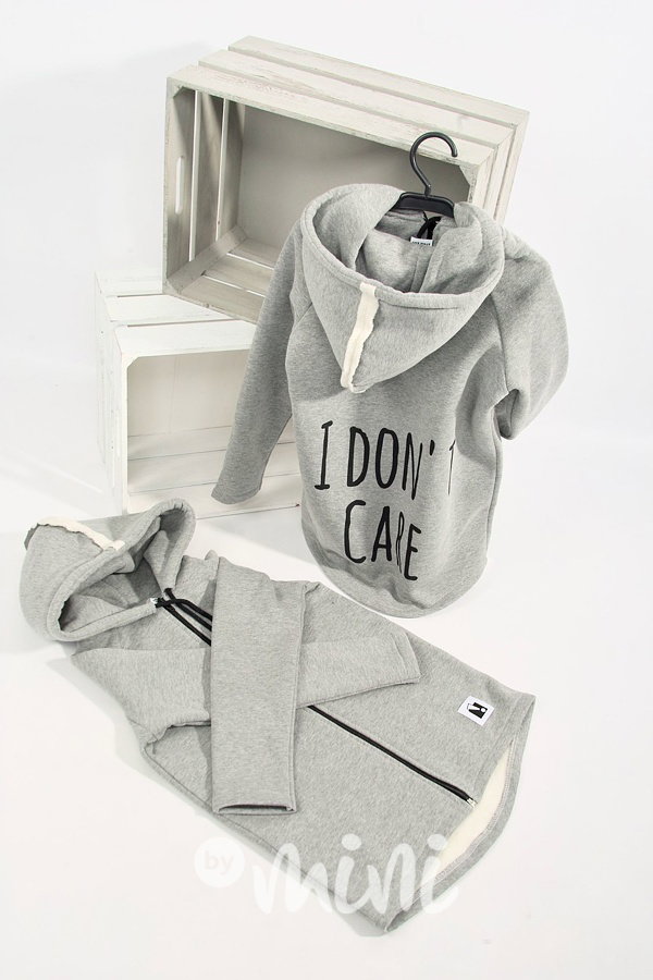 Don't care - vyteplená dlouhá mikina grey