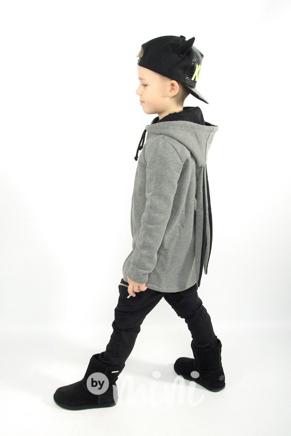 OTEPLENÁ LONG MIKINA BUNNY - ŠEDÁ