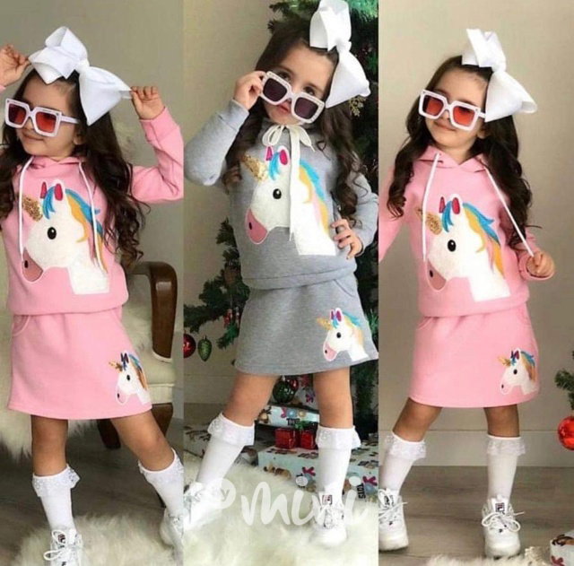 UNICORN dětská sukně + mikina souprava
