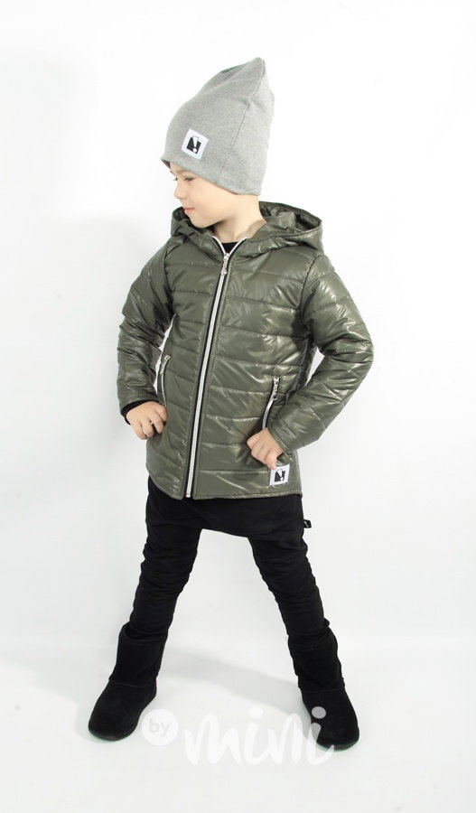 Jarní prošívaná long bunda ouška - khaki