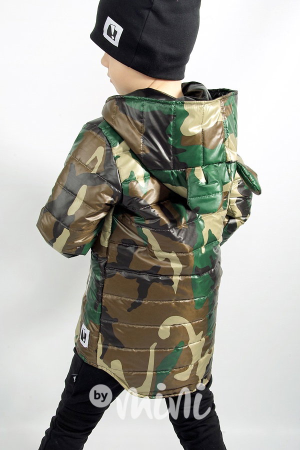 Jarní prošívaná long bunda - army