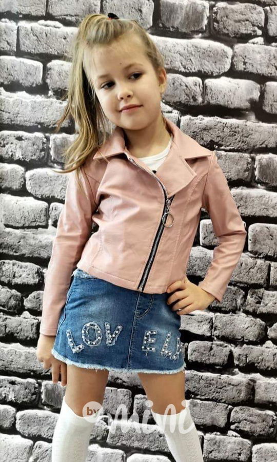 Dětská dívčí růžová bunda s křídly flitry