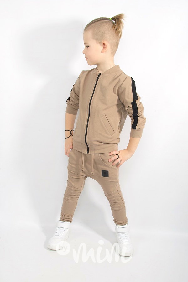 Biker slim baggy s prošitím - cappuccino
