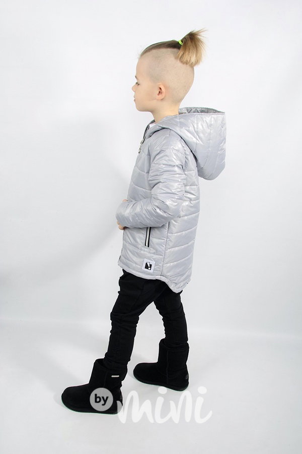 Jarní prošívaná long bunda - silvergrey