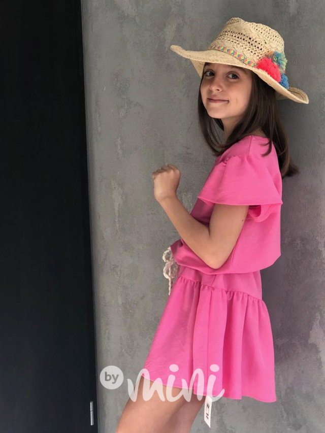 Dark pink vzdušné šaty s páskem