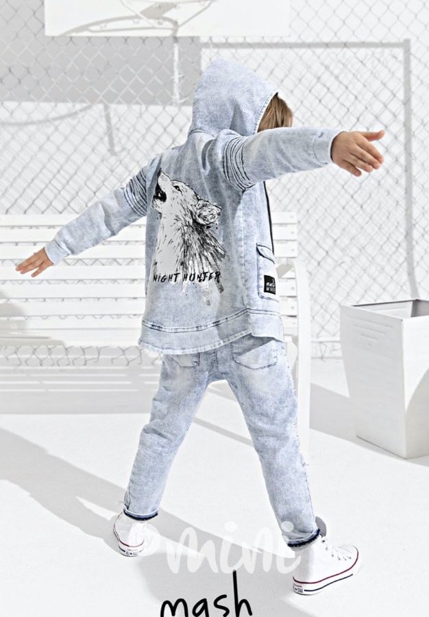 Wolf soft jeans chlapecká mikina ice blue *Premium*