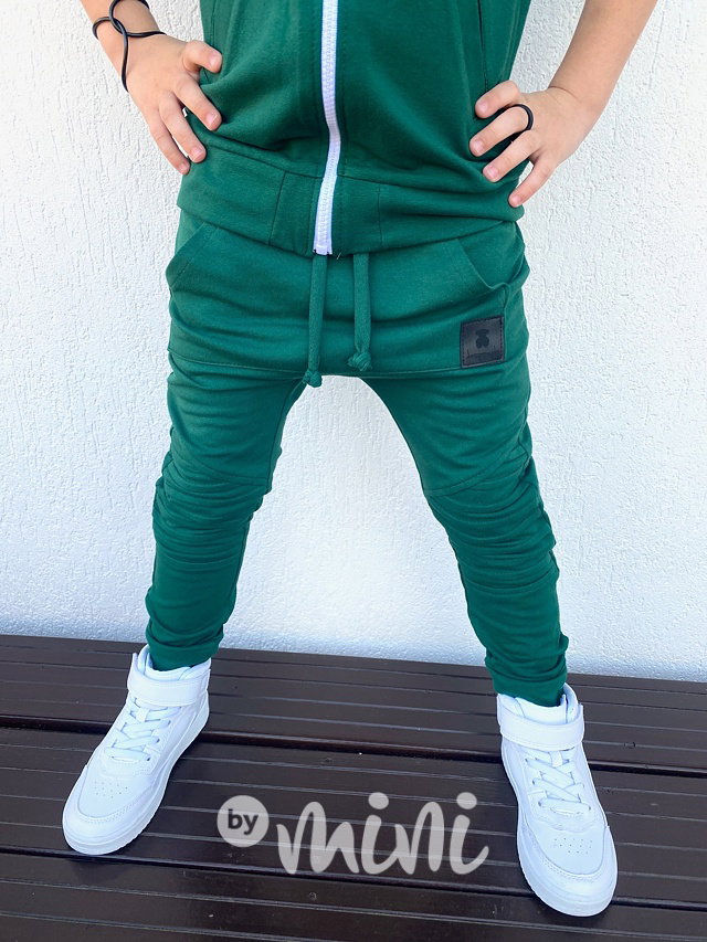 Biker slim baggy s prošitím - smaragd