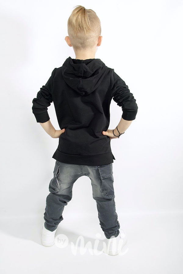 Long černá chlapecká mikina