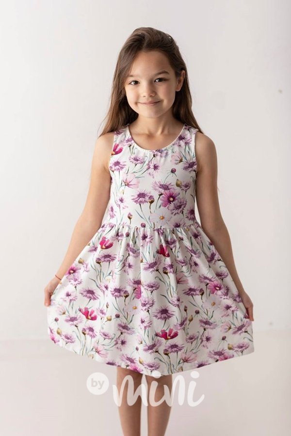 Karafiáty květinový vzor letní dětské šaty
