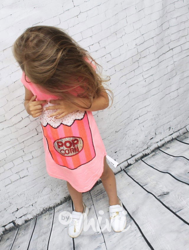 Popcorn dress pink Skladem ByMini.cz