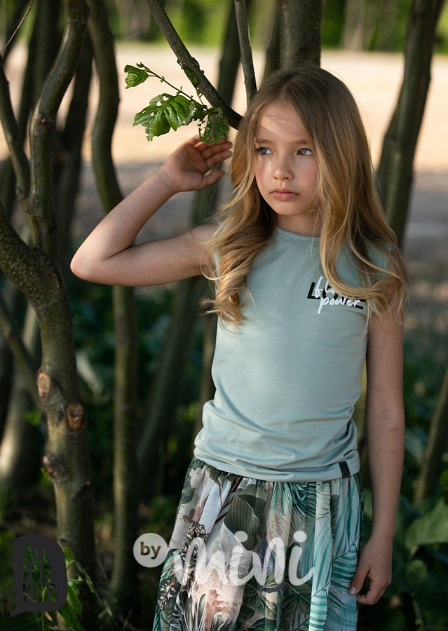 Flower midi sukně s všitými kraťasy - khaki