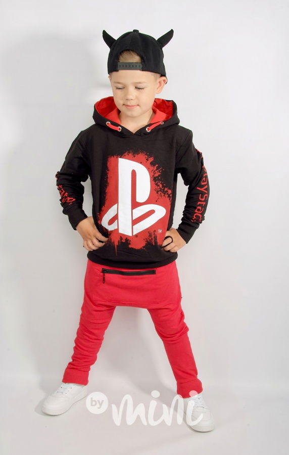 Playstation mikina - black/red