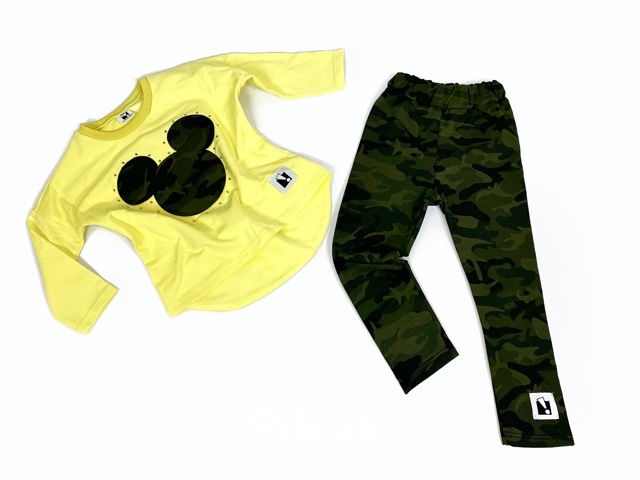 Mickey army yellow dívčí set