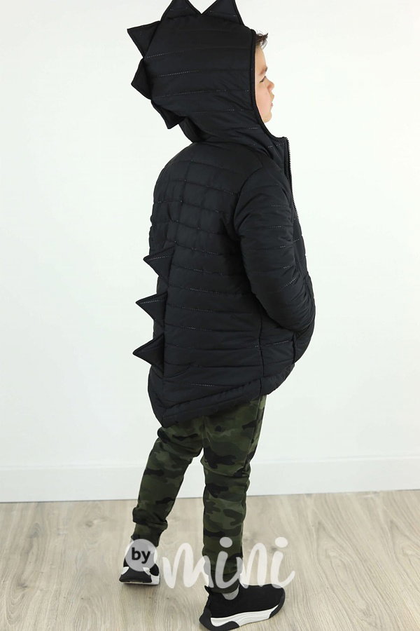 DINO fleece long bunda - černá