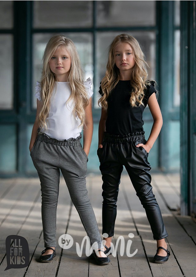 Leather look pants s volánkem černé *by AFK*