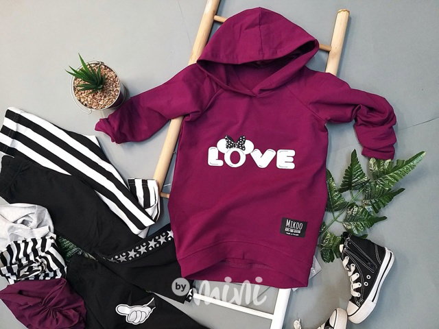LOVE hoodie tunika - Blackberry
