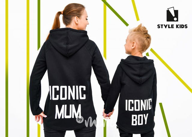 Iconic MUM long mikina - černá