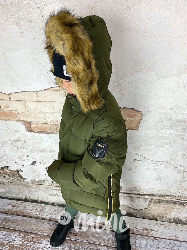 Khaki chlapecký zimní kabát