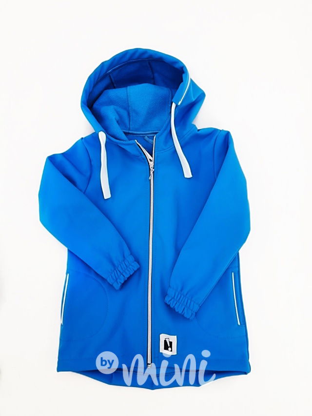 Warm softshell long chlapecká bunda - modrá