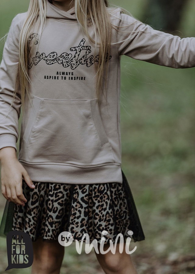 Inspire hoodie šaty se sukní - macadamia *by AFK*