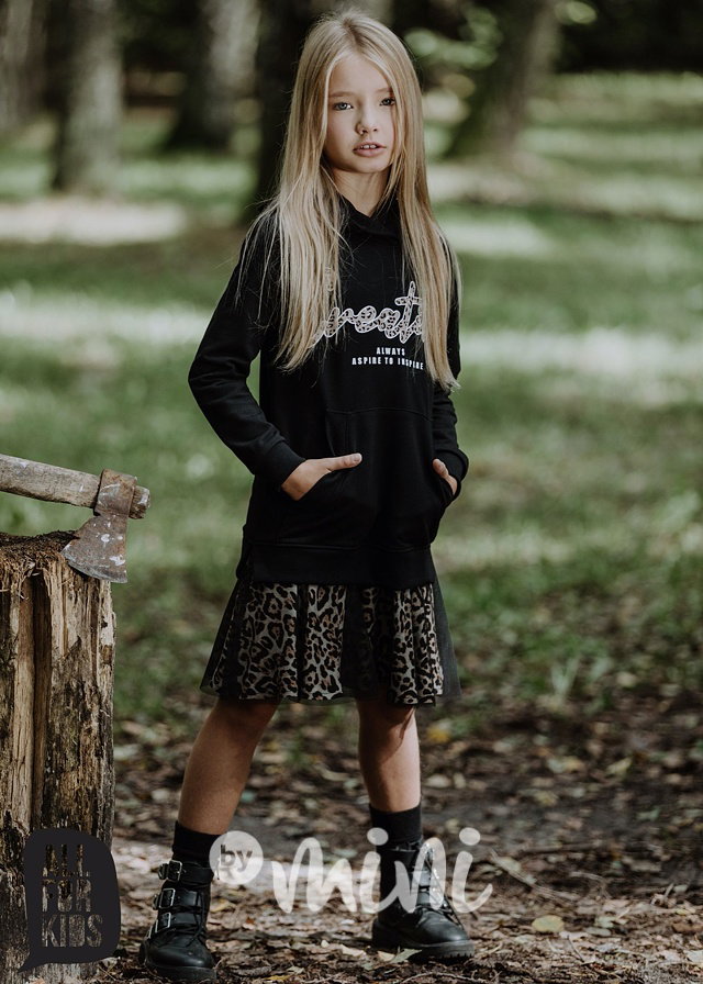 Inspire hoodie šaty se sukní - noir *by AFK*