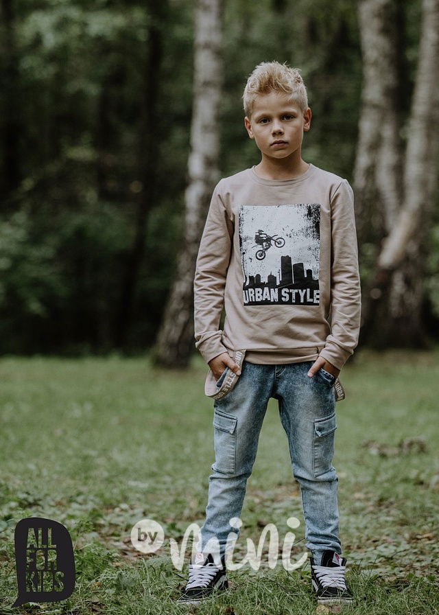 Modré chlapecké džíny tepláky v pase na gumu vhodné i do školy