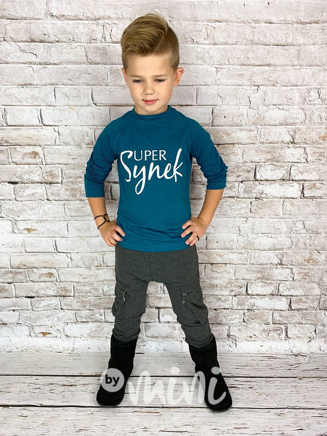 Zateplené baggy tepláky s kapsami a zipy - šedý melír