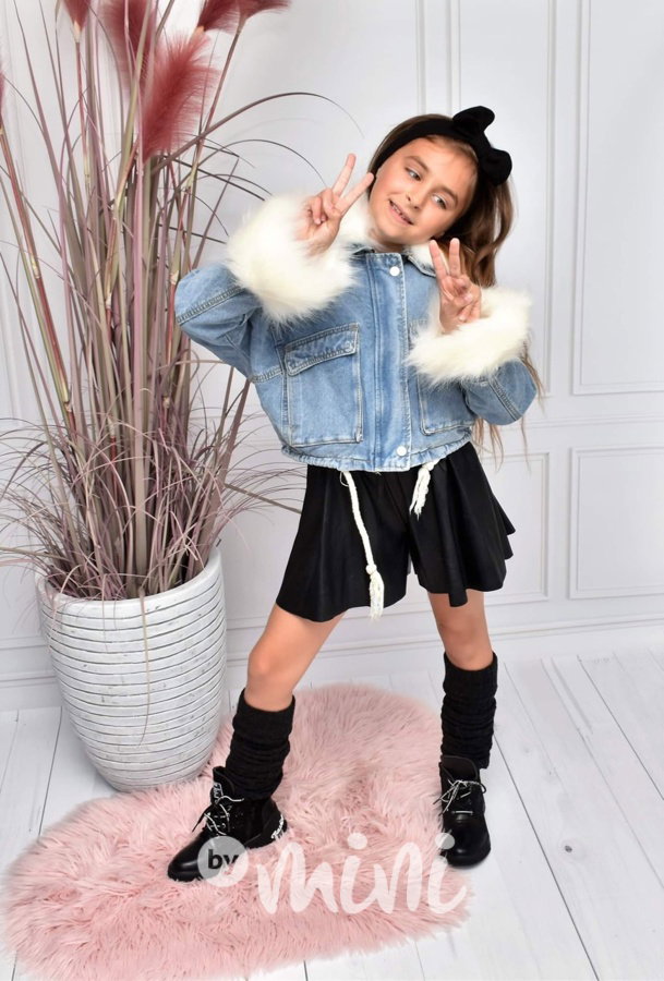 Oversize jeans bunda s kožíškem