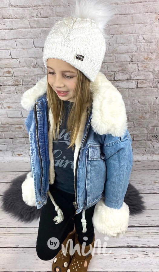 Oversize jeans bunda s kožíškem