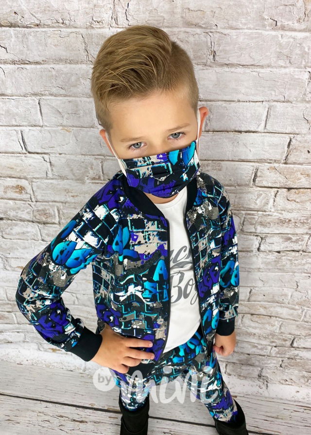 Blue graffiti chlapecká mikina