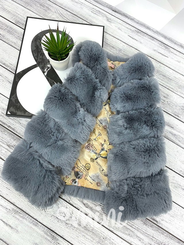 Chlupatá vesta s podšívkou - šedá