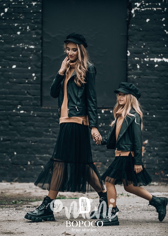 Svetrové šaty beige/black #MiniMe