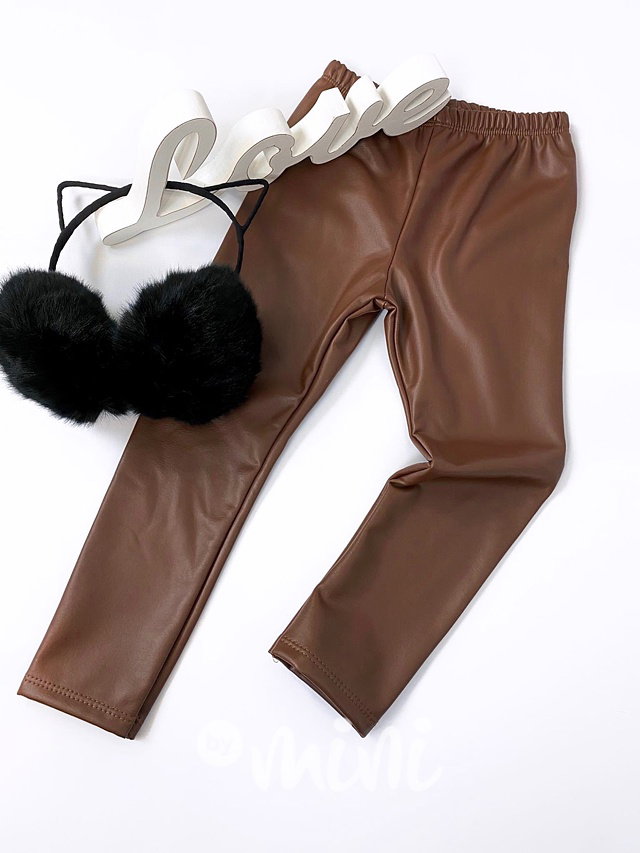 Oteplené ECO Leather legíny - chocolate