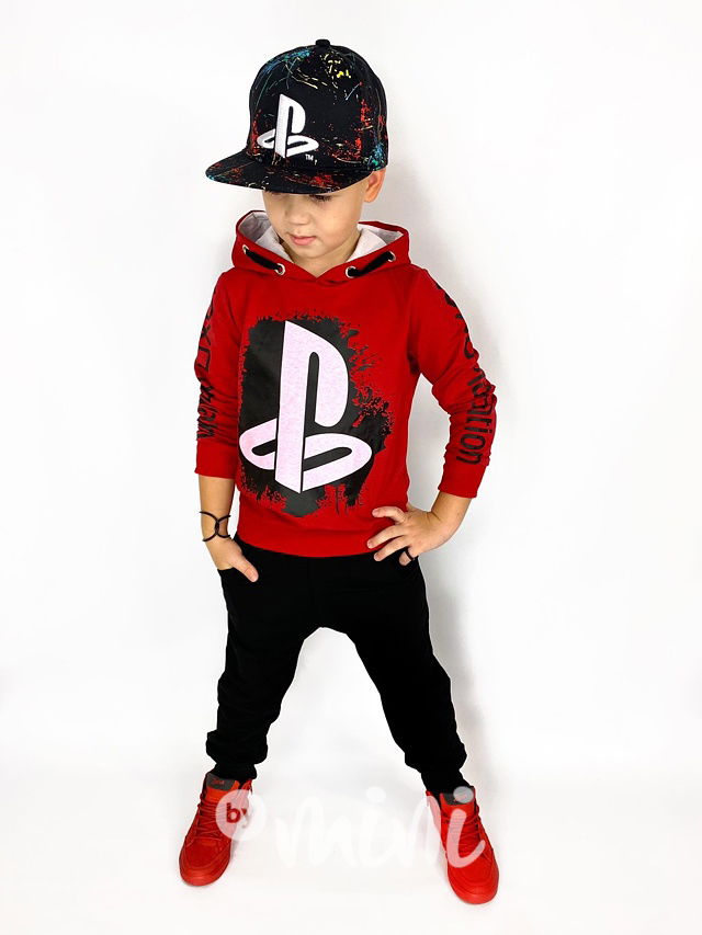 Playstation mikina + tepláky red/black